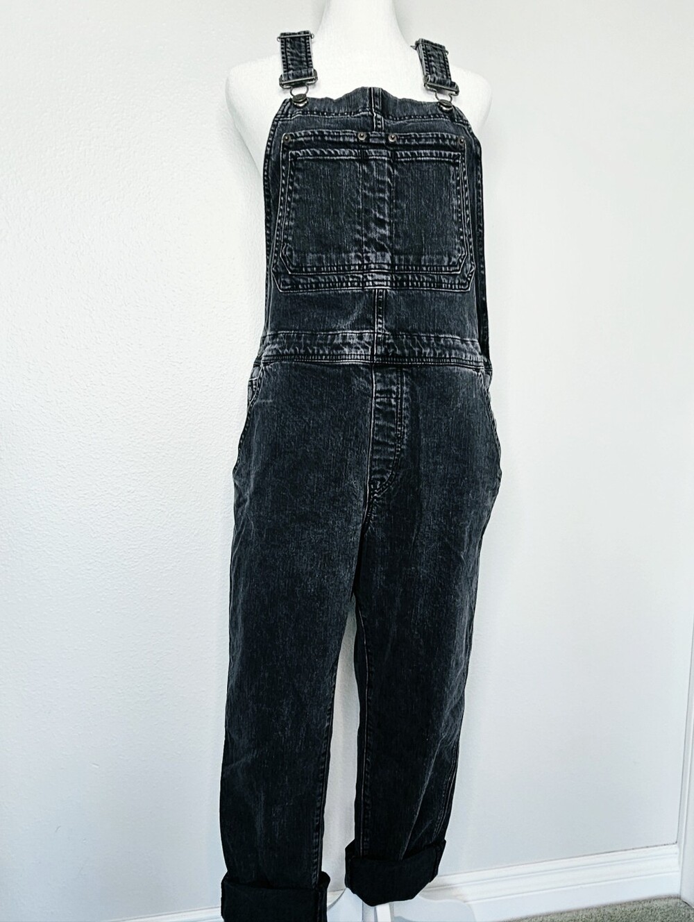 Gap Women's Washed Black Denim Overalls